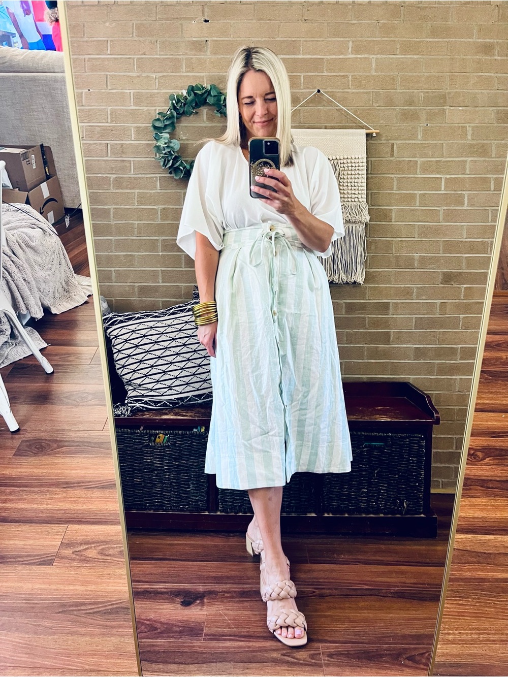 a new day linen blend midi skirt